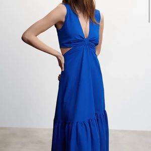 Mango blue maxi dress with cutouts